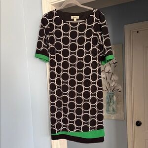 Dress Barn Black and Green Circle Mini Dress